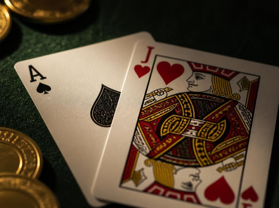 Ace of spades and jack of hearts on green felt